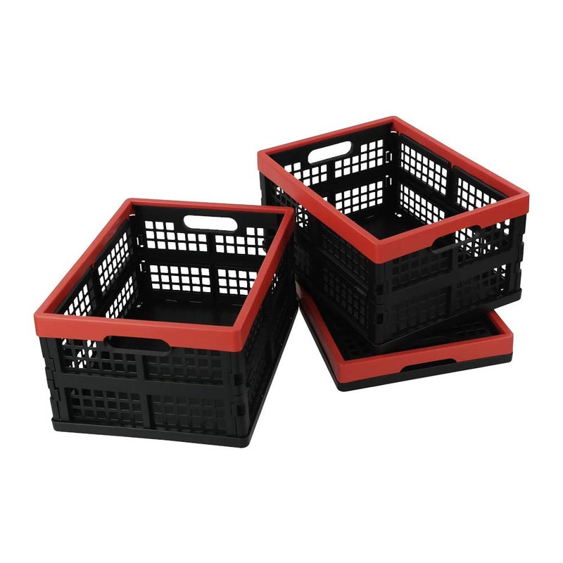 Obstnny 3 Packs 16 Quart Collapsible Storage Crate, Stackable Milk Crate Basket - Image 1